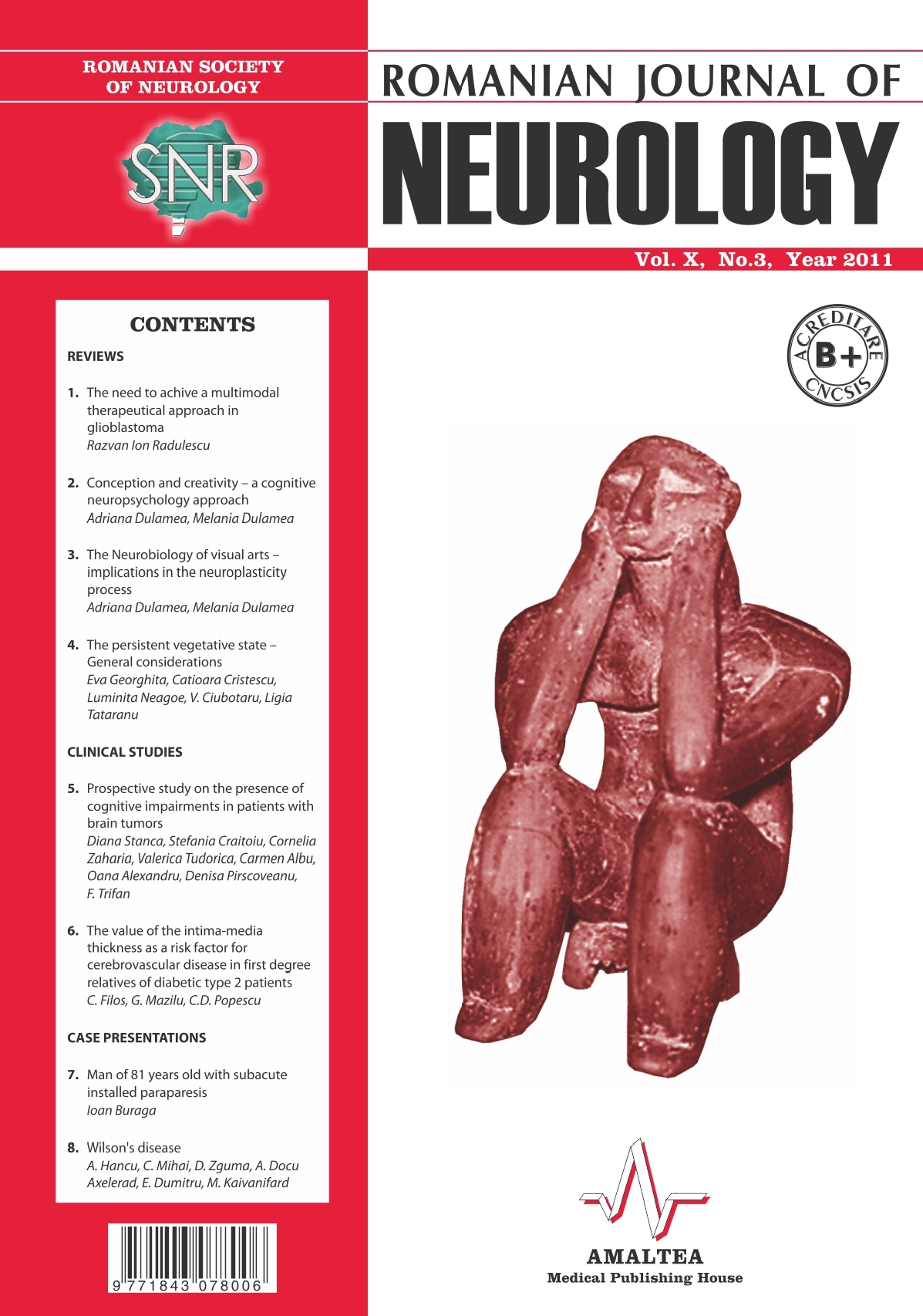 Romanian Journal of Neurology, Volume X, No. 3, 2011