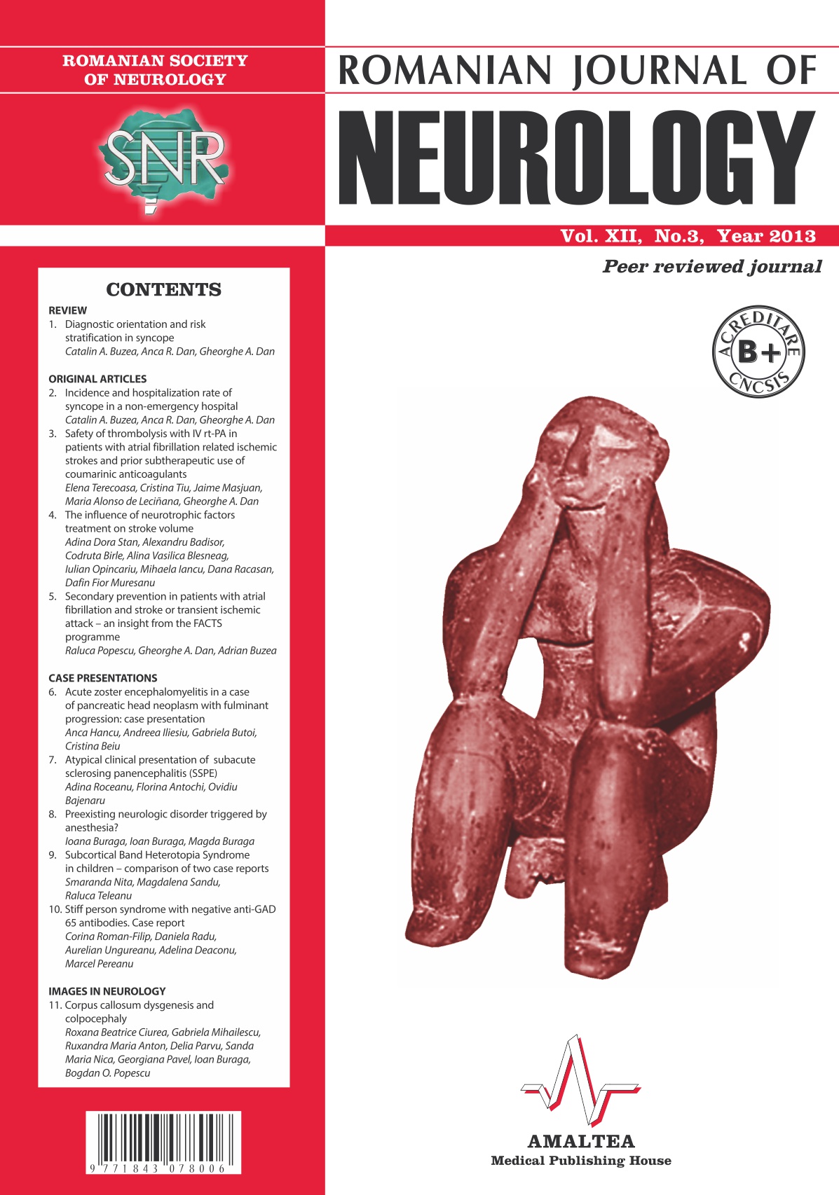 Romanian Journal of Neurology, Volume XII, No. 3, 2013